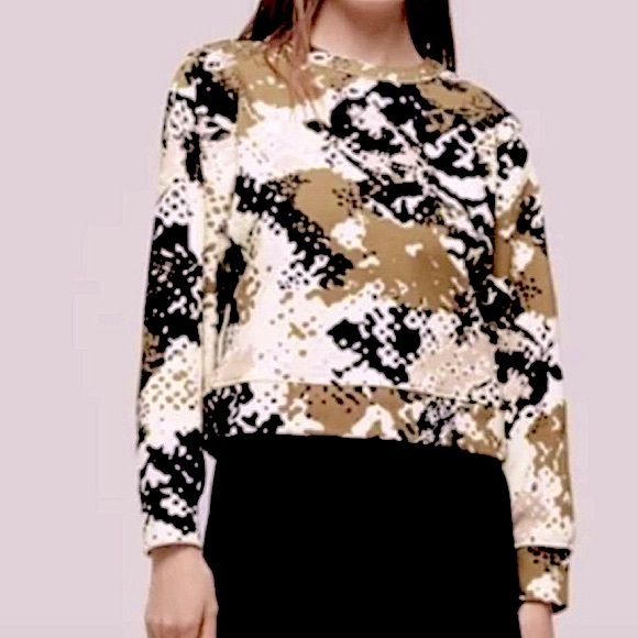 Rag & Bone Poe NWOT splattered camo sweatshirt cropped small cotton/elastin - Picture 11 of 14